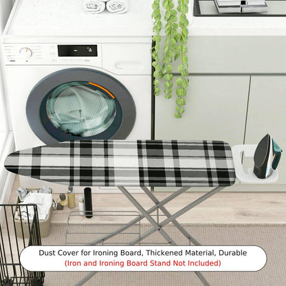 1-Piece Plaid Checked Pattern Black White  Ironing Board Cover, Universal Size, Without Board