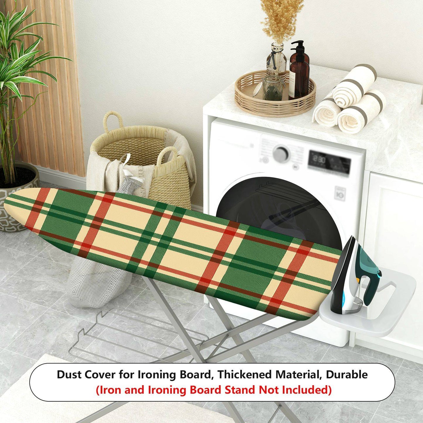 1-Piece Plaid Pattern Check Design Vintage Theme  Ironing Board Cover, Universal Size, Without Board