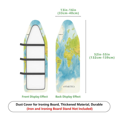 1-Piece World Map Geography Travel  Ironing Board Cover, Universal Size, Without Board
