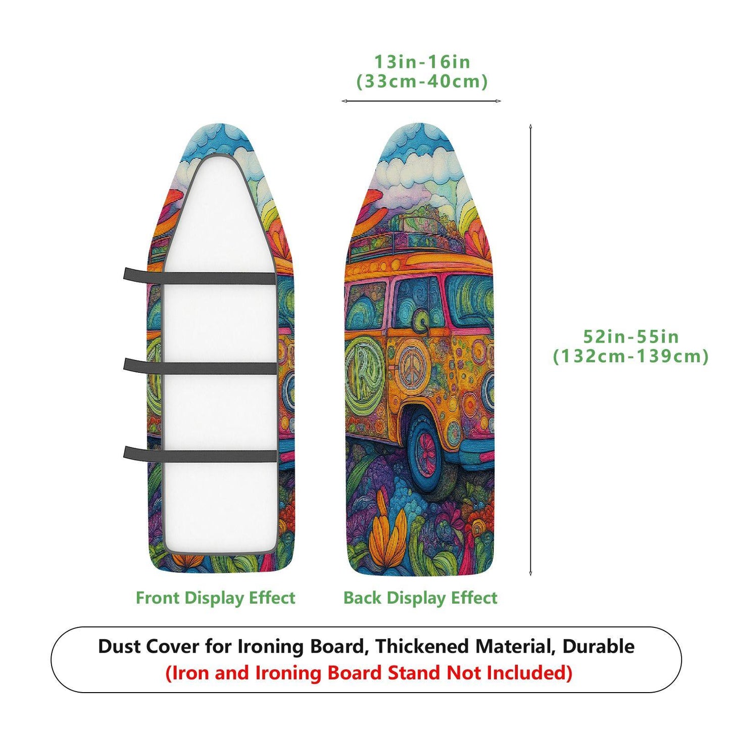1-Piece Abstract Art Colorful Psychedelic  Ironing Board Cover, Universal Size, Without Board