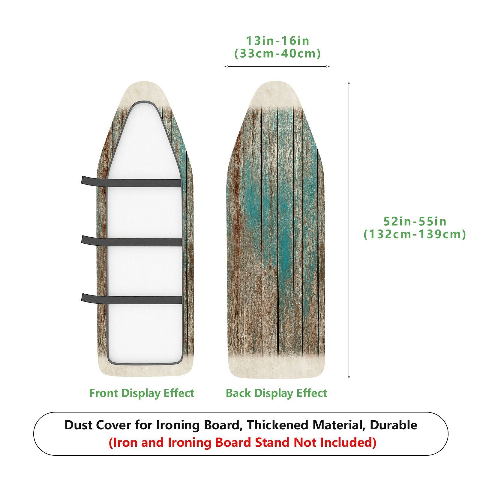 1-Piece Wood Grain Rustic Blue Brown  Ironing Board Cover, Universal Size, Without Board