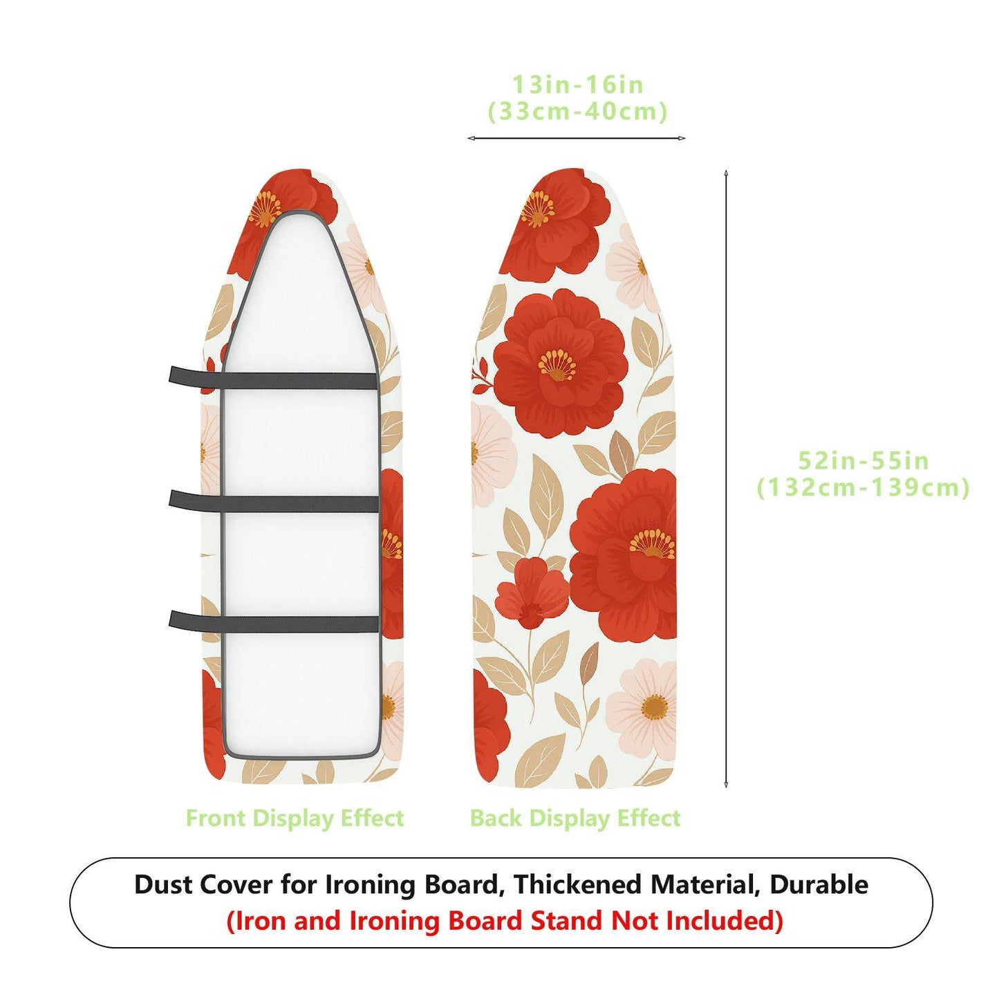 1-Piece Floral Red Beige  Ironing Board Cover, Universal Size, Without Board