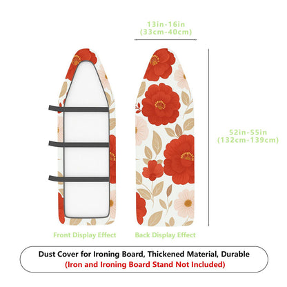 1-Piece Floral Red Beige  Ironing Board Cover, Universal Size, Without Board