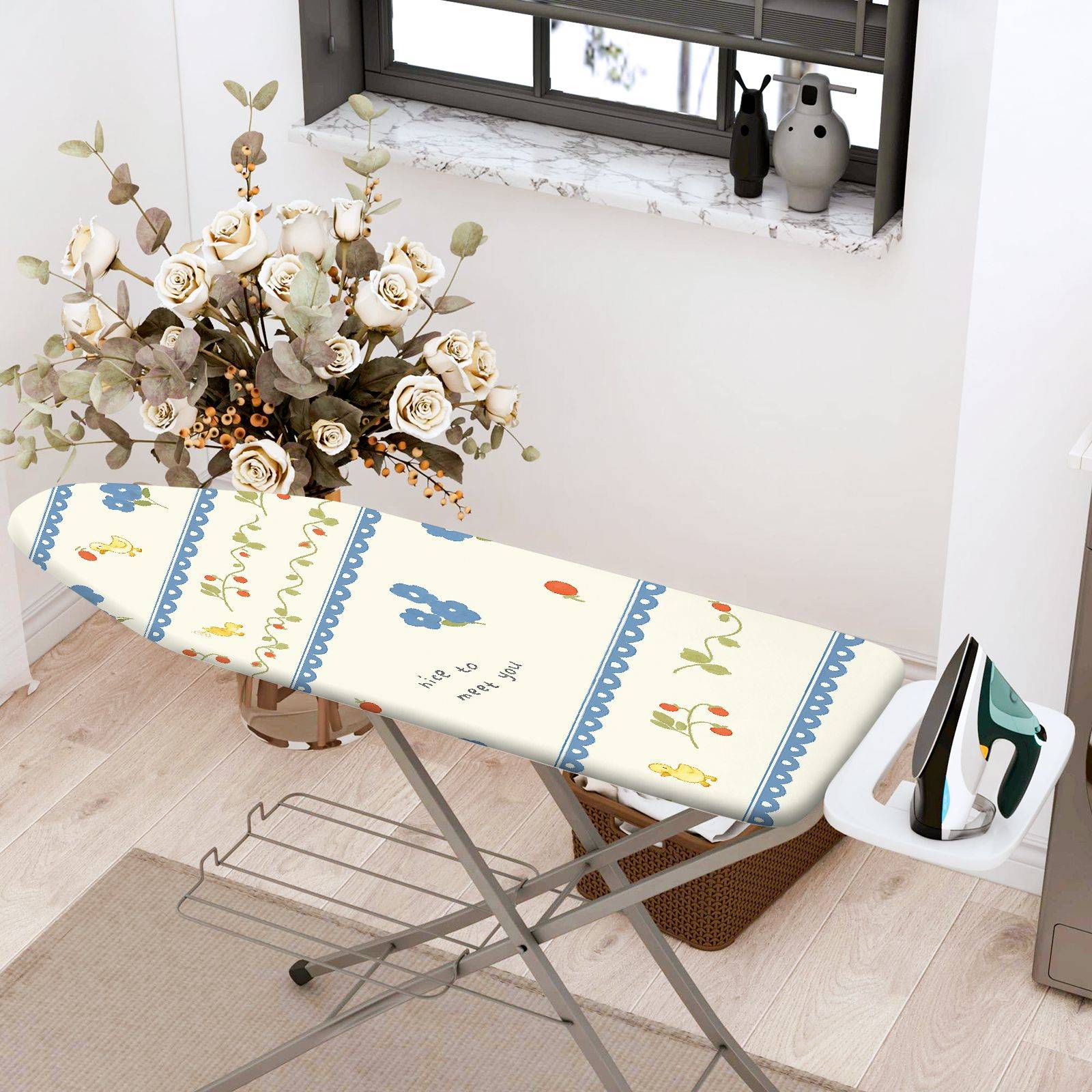 1-Piece Floral Pattern  Cute  Ironing Board Cover, Universal Size, Without Board