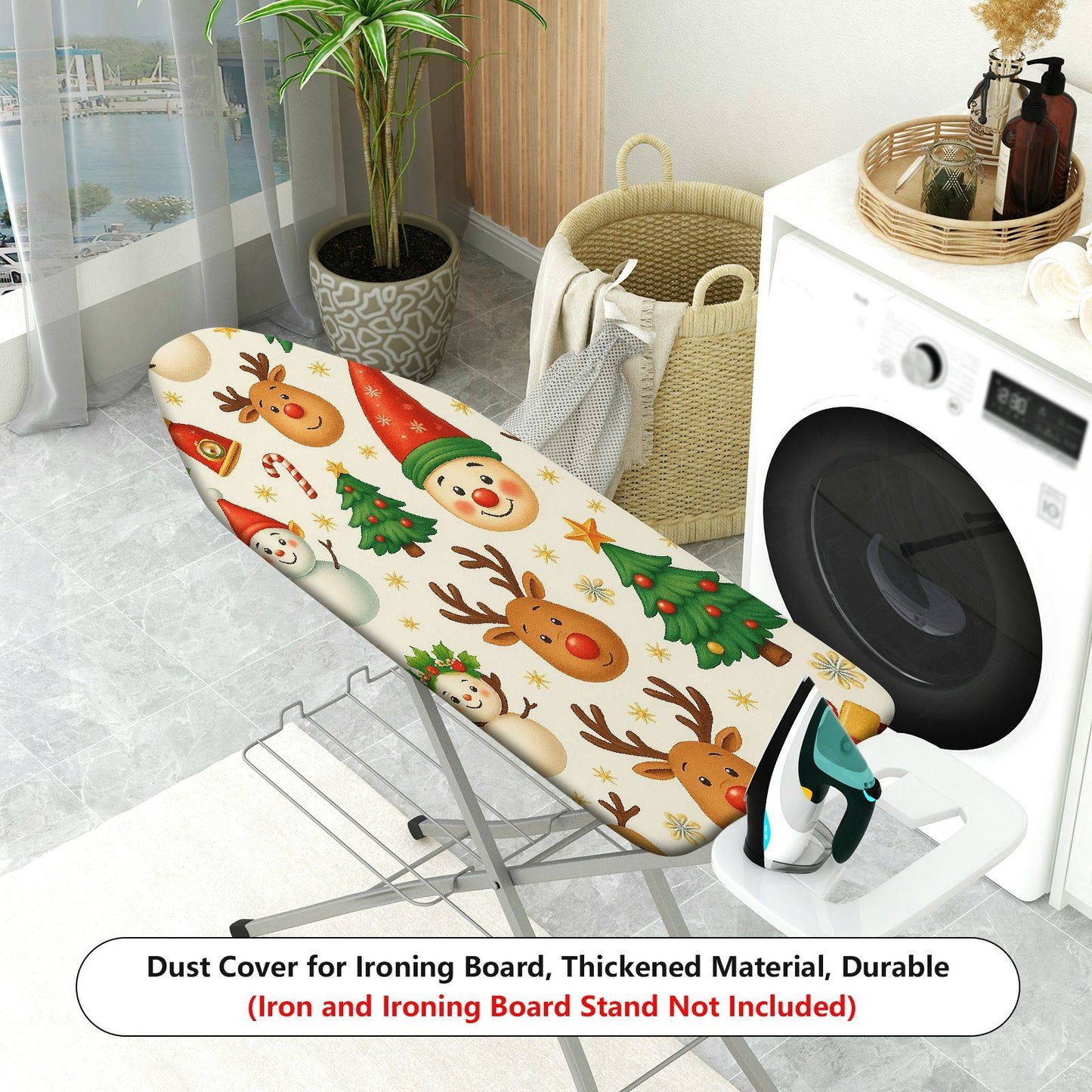 1-Piece Christmas Snowman Reindeer  Ironing Board Cover, Universal Size, Without Board
