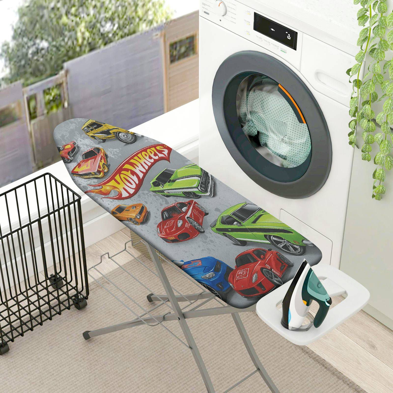 1-Piece Race Cars Colorful Fun  Ironing Board Cover, Universal Size, Without Board