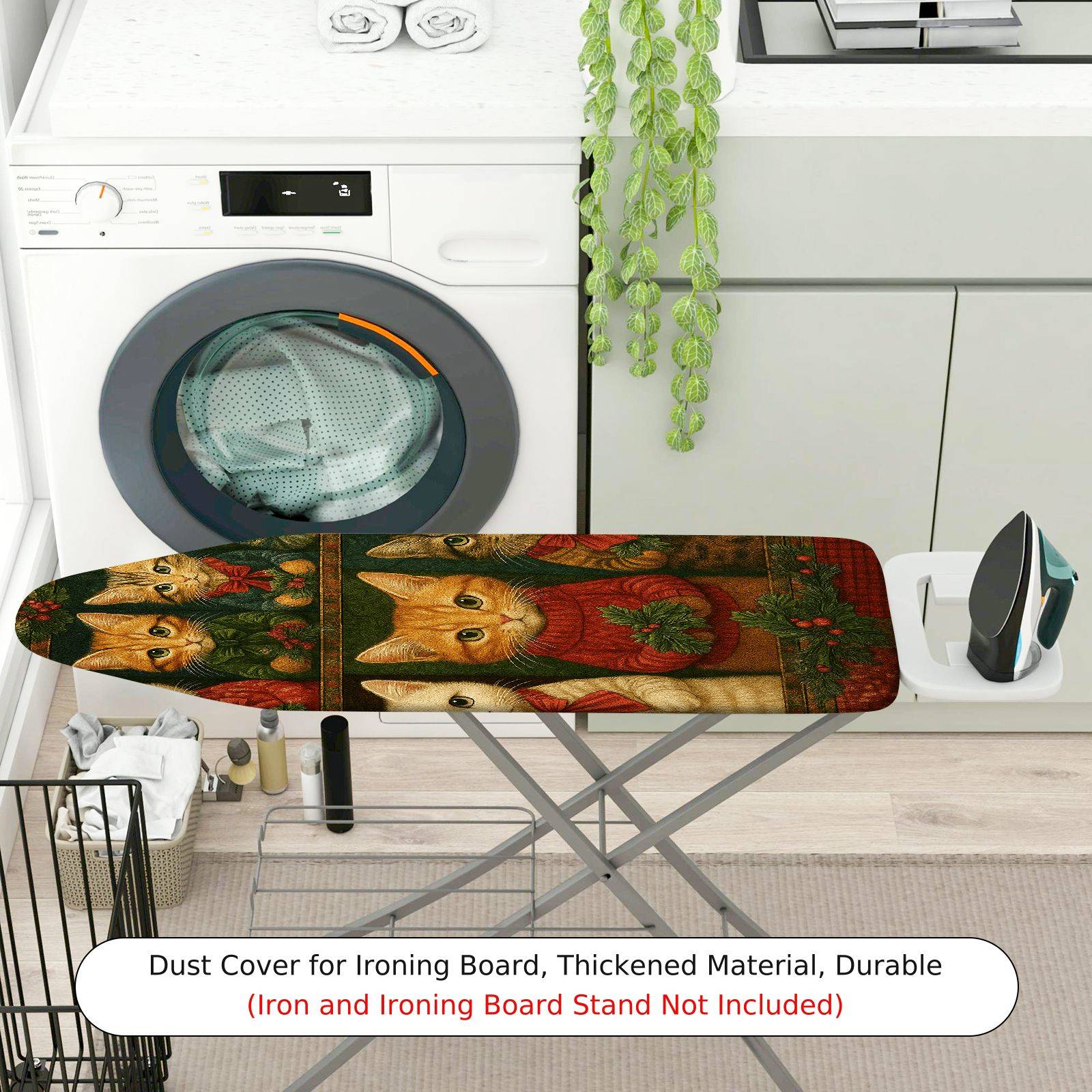 1-Piece Christmas Cat Vintage  Ironing Board Cover, Universal Size, Without Board