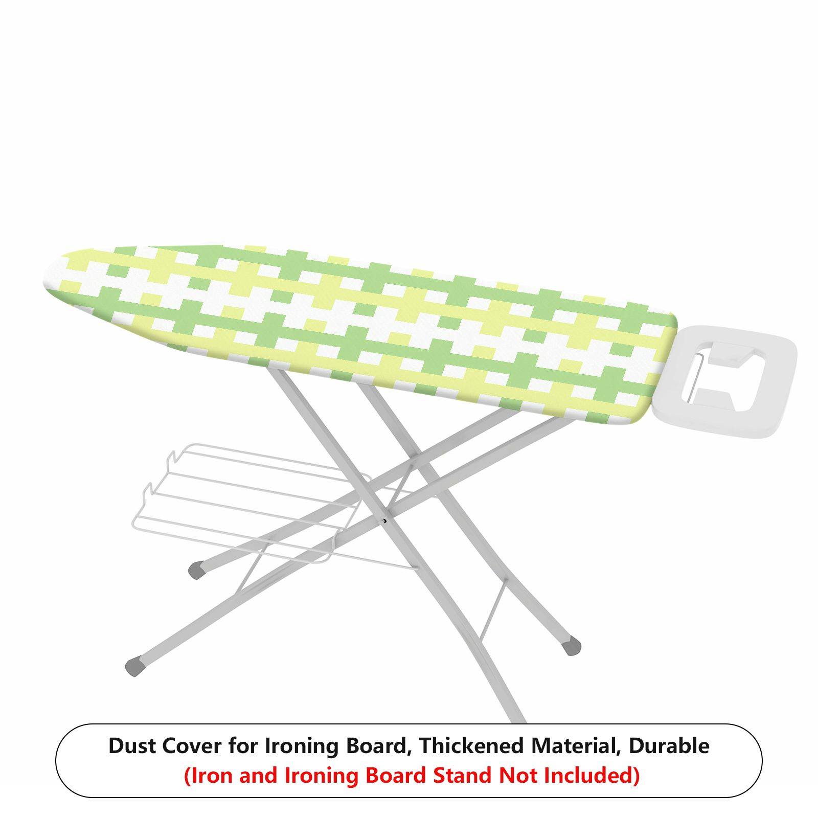 1-Piece Plaid Pattern Green Yellow Checks  Ironing Board Cover, Universal Size, Without Board