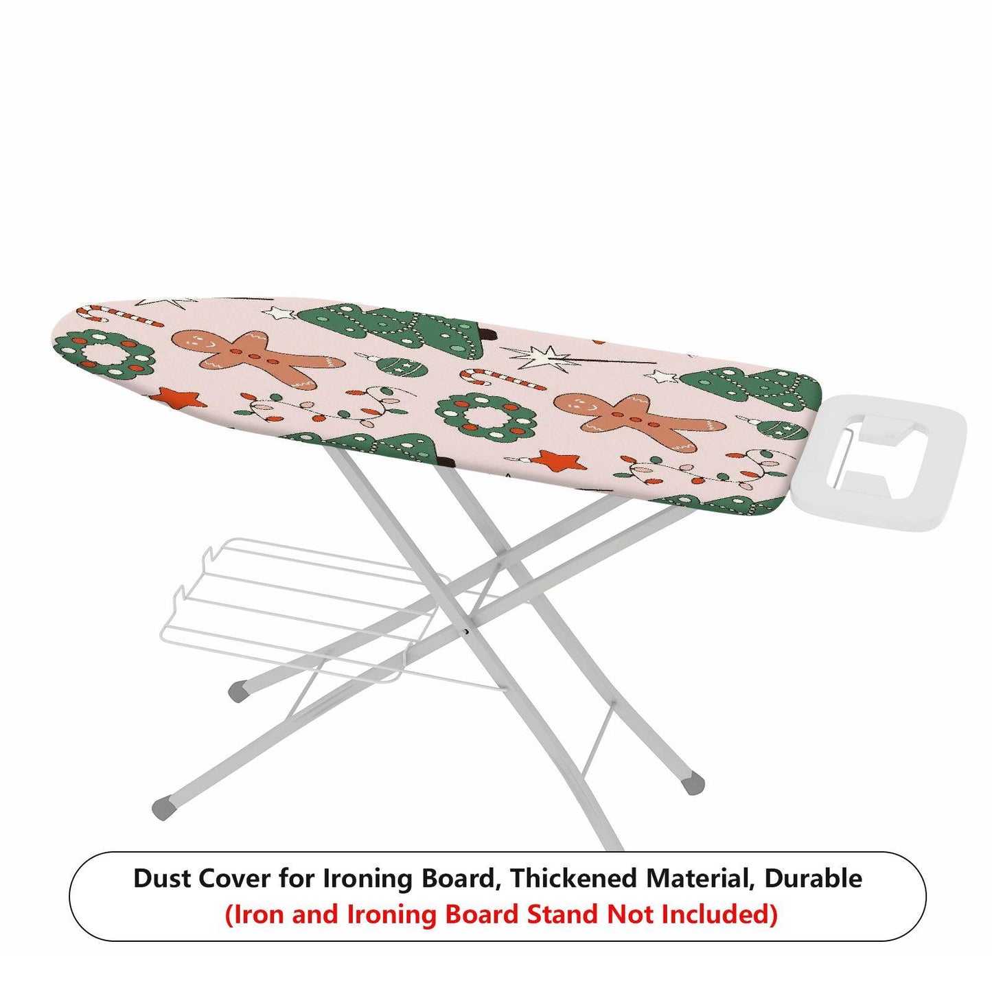 1-Piece Gingerbread Christmas Tree Candy Cane  Ironing Board Cover, Universal Size, Without Board