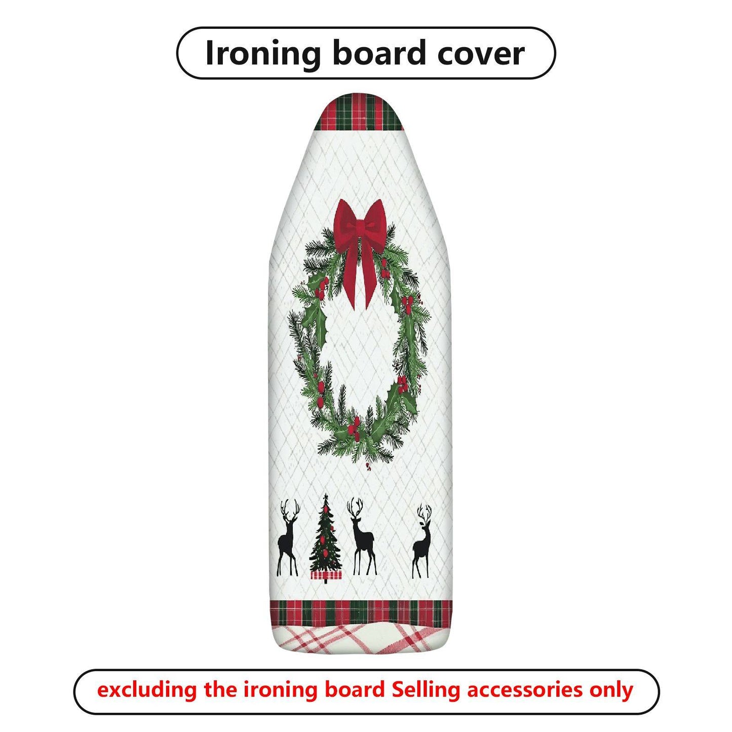 1-Piece Christmas Red Bow Deer  Ironing Board Cover, Universal Size, Without Board