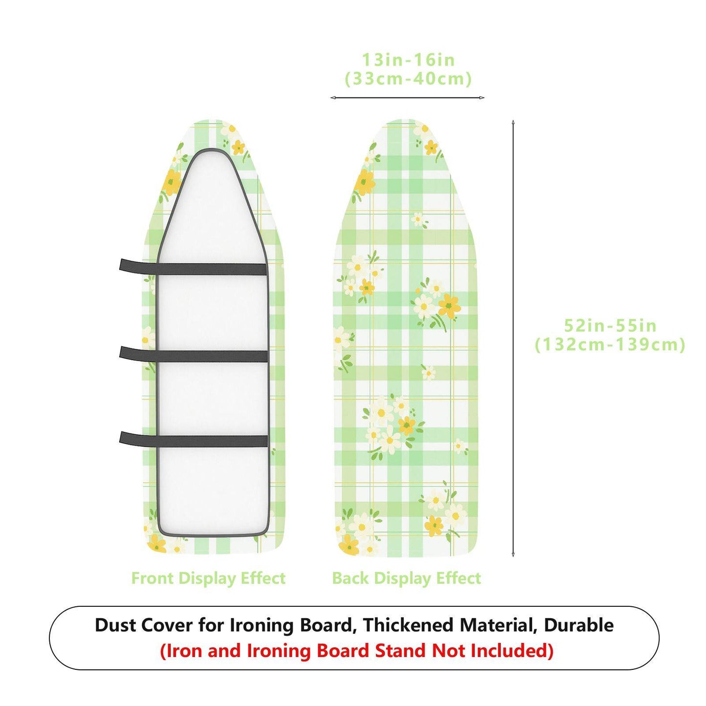1-Piece Plaid Floral Printed Green  Ironing Board Cover, Universal Size, Without Board