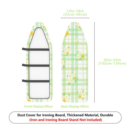 1-Piece Plaid Floral Printed Green  Ironing Board Cover, Universal Size, Without Board