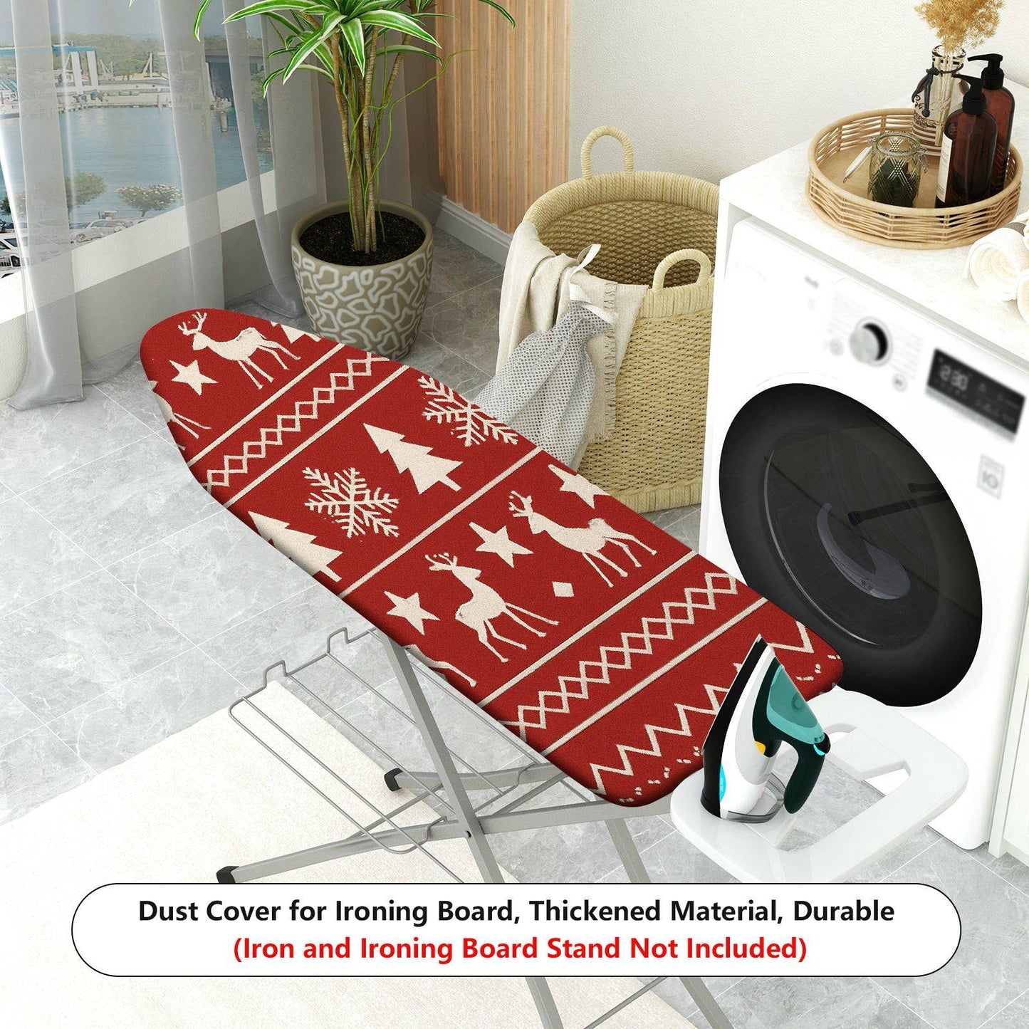 1-Piece Christmas Reindeer Snowflake  Ironing Board Cover, Universal Size, Without Board
