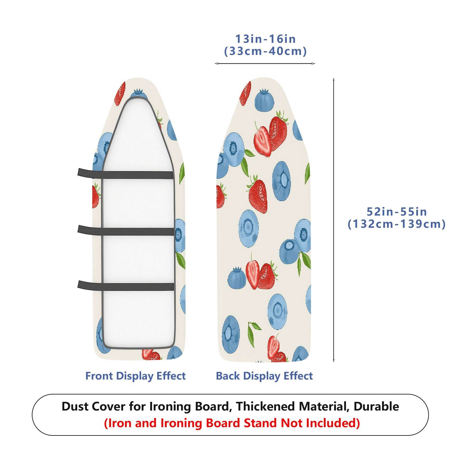 1-Piece Fruits Blueberry Strawberry  Ironing Board Cover, Universal Size, Without Board