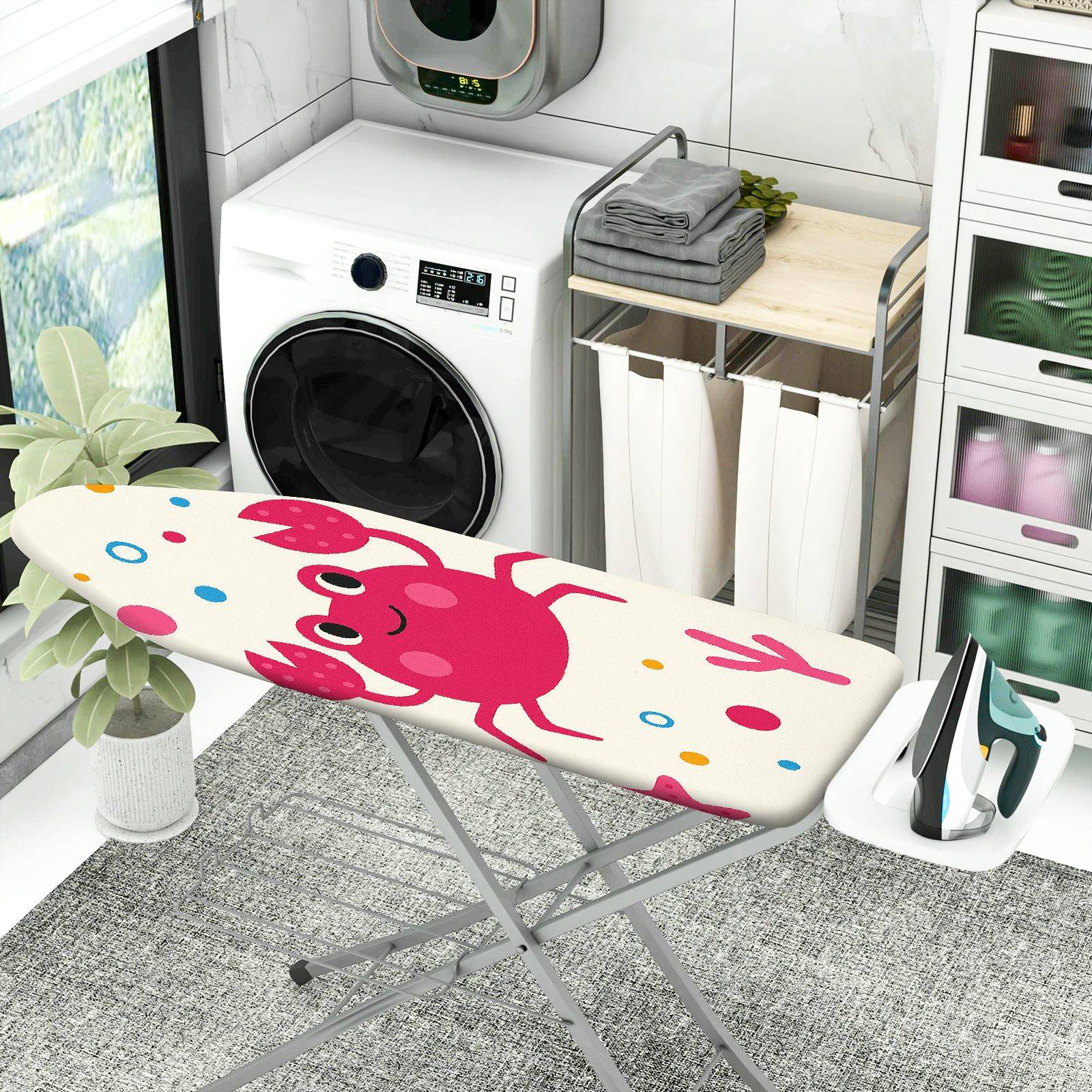 1-Piece Crab Fun Colorful  Ironing Board Cover, Universal Size, Without Board