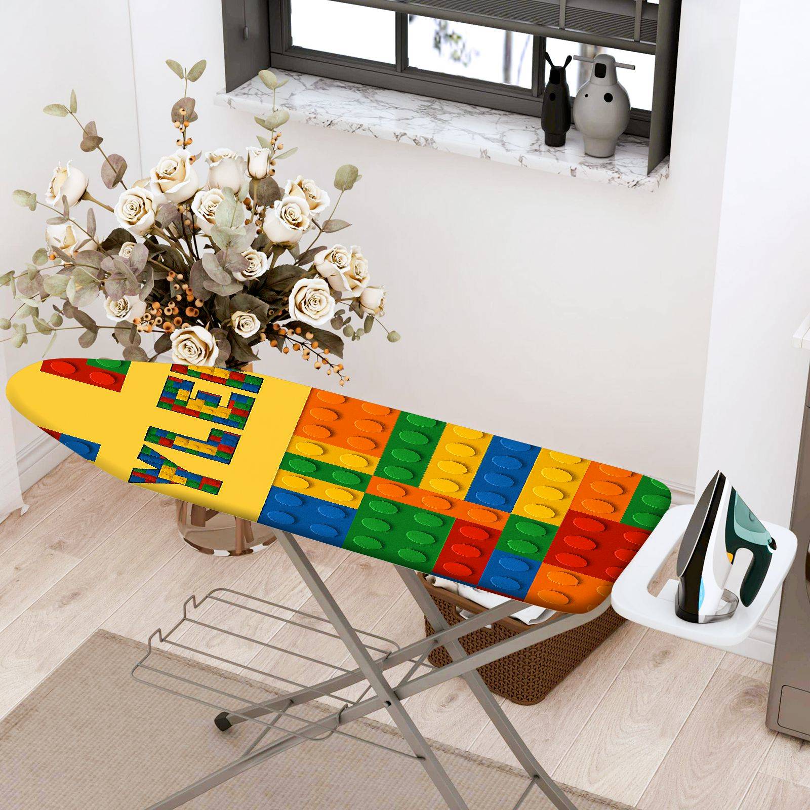 1-Piece Colorful Block Pattern Creative Fun Play  Ironing Board Cover, Universal Size, Without Board