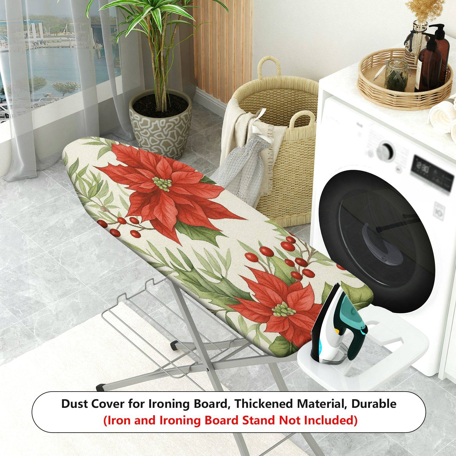 1-Piece Christmas Floral Festive  Ironing Board Cover, Universal Size, Without Board