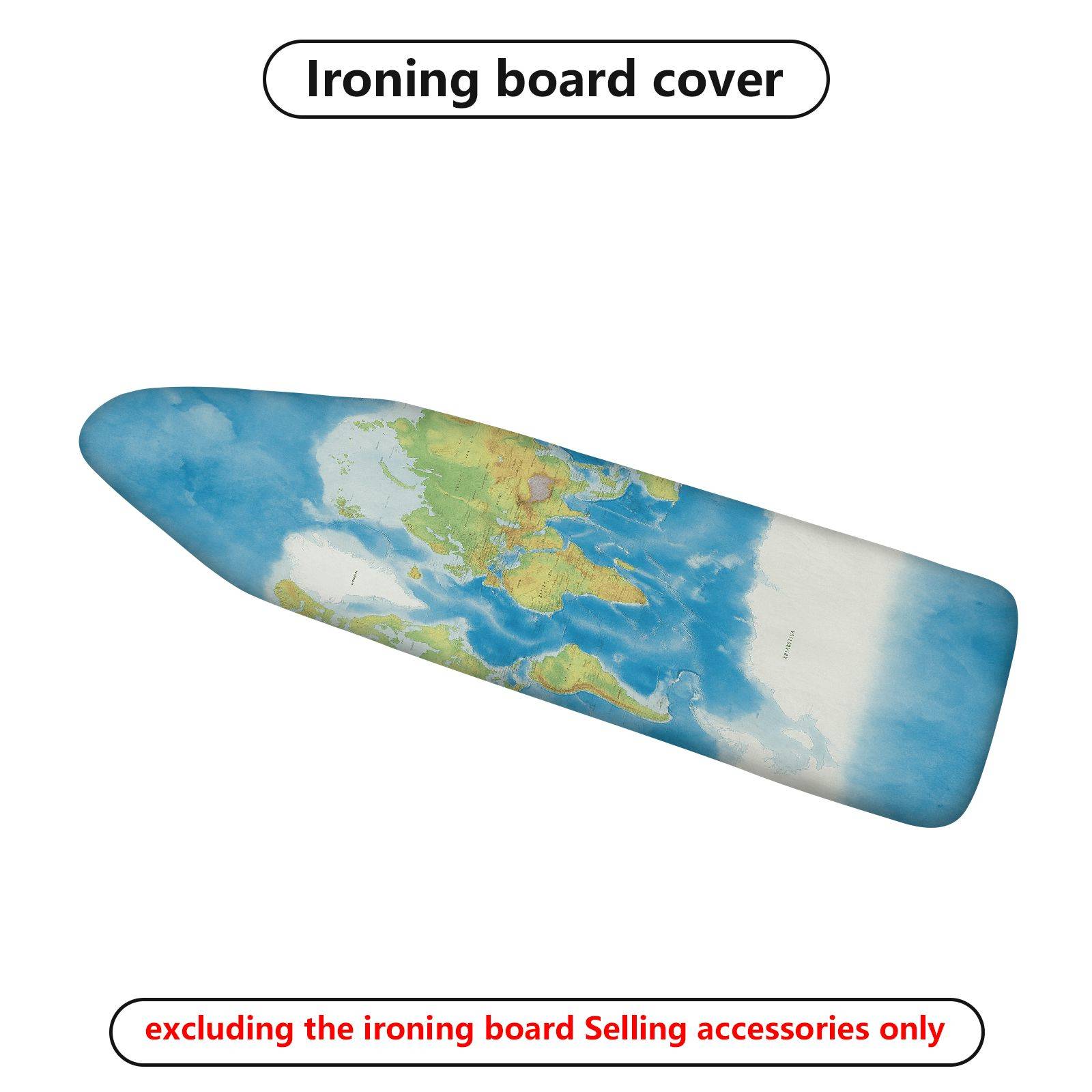 1-Piece World Map Travel Adventure  Ironing Board Cover, Universal Size, Without Board