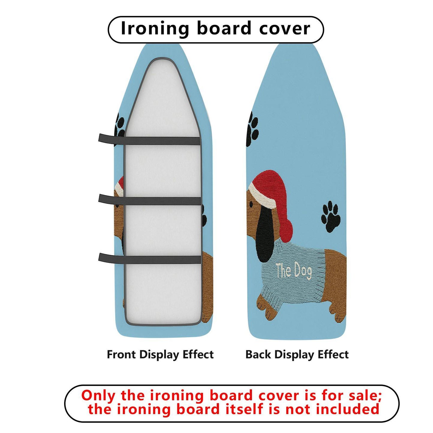 1-Piece Dog Paw Santa Christmas  Ironing Board Cover, Universal Size, Without Board