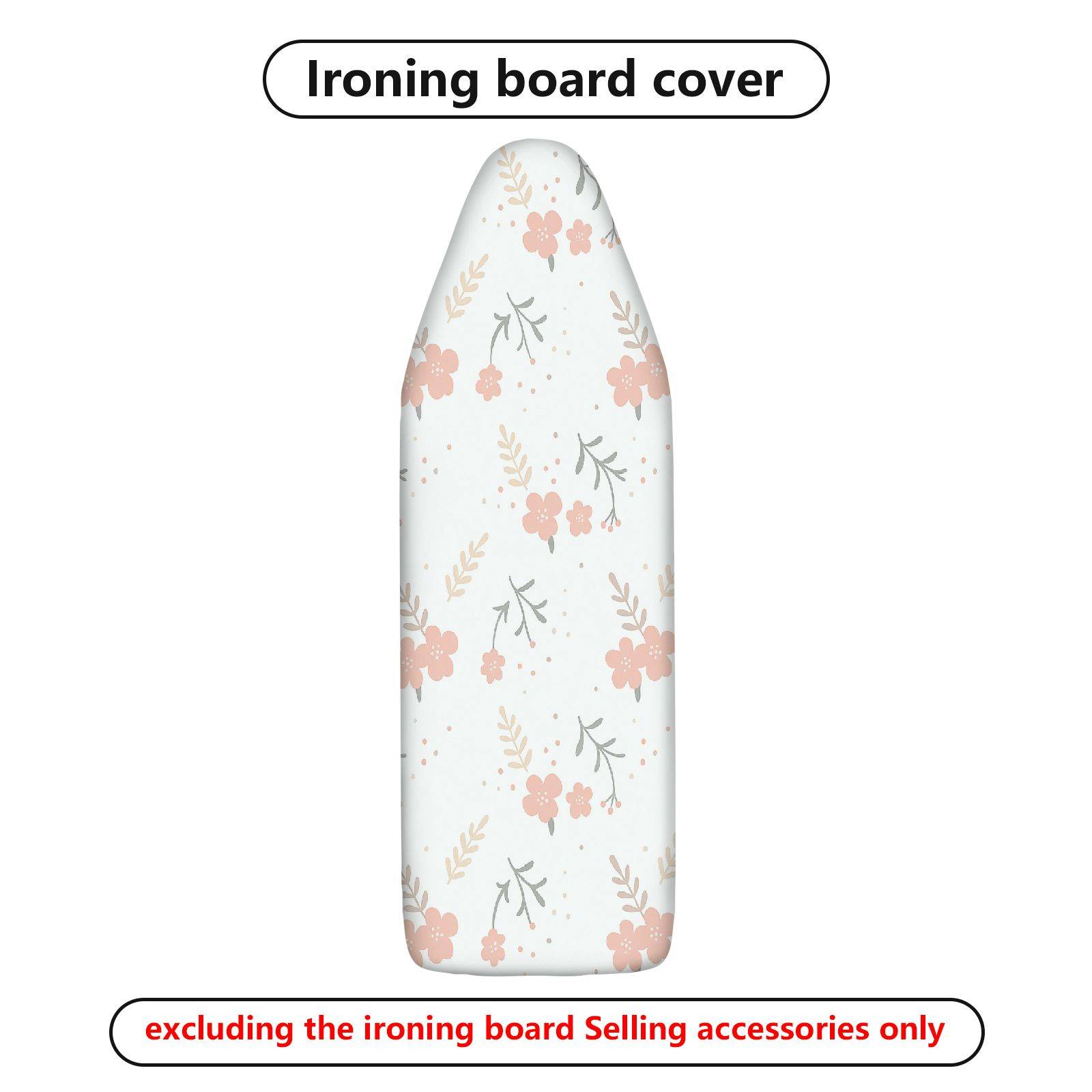1-Piece Floral Pattern Pink Flower Beige Leaf  Ironing Board Cover, Universal Size, Without Board