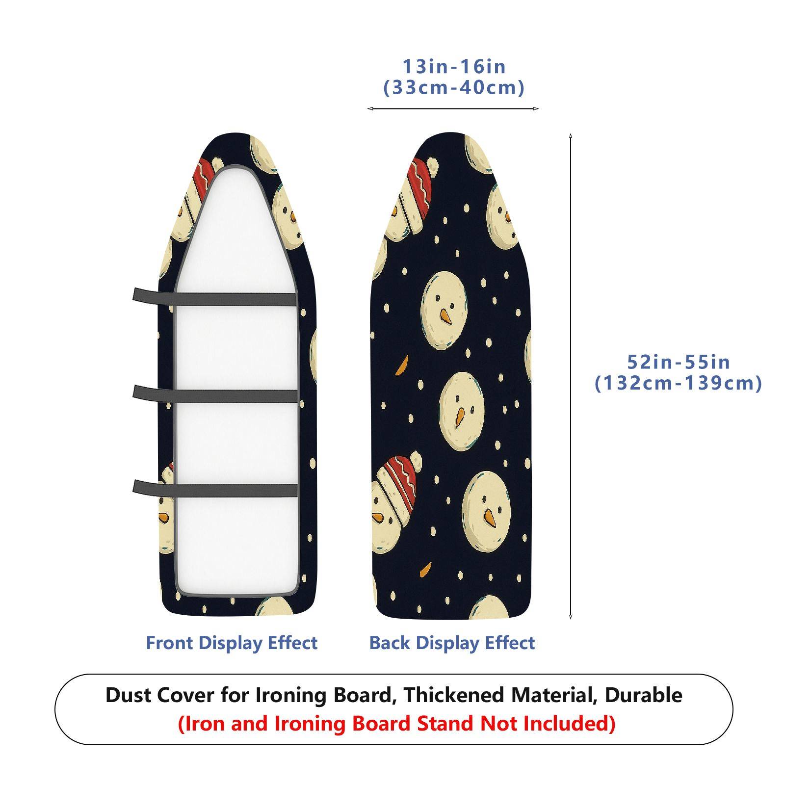 1-Piece Snowman Hat Christmas  Ironing Board Cover, Universal Size, Without Board