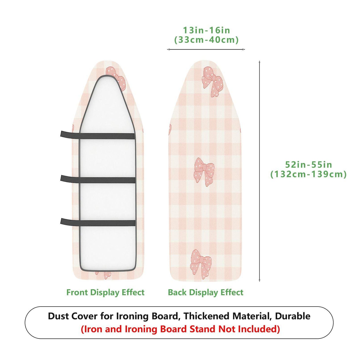 1-Piece Plaid Pink Bow  Ironing Board Cover, Universal Size, Without Board