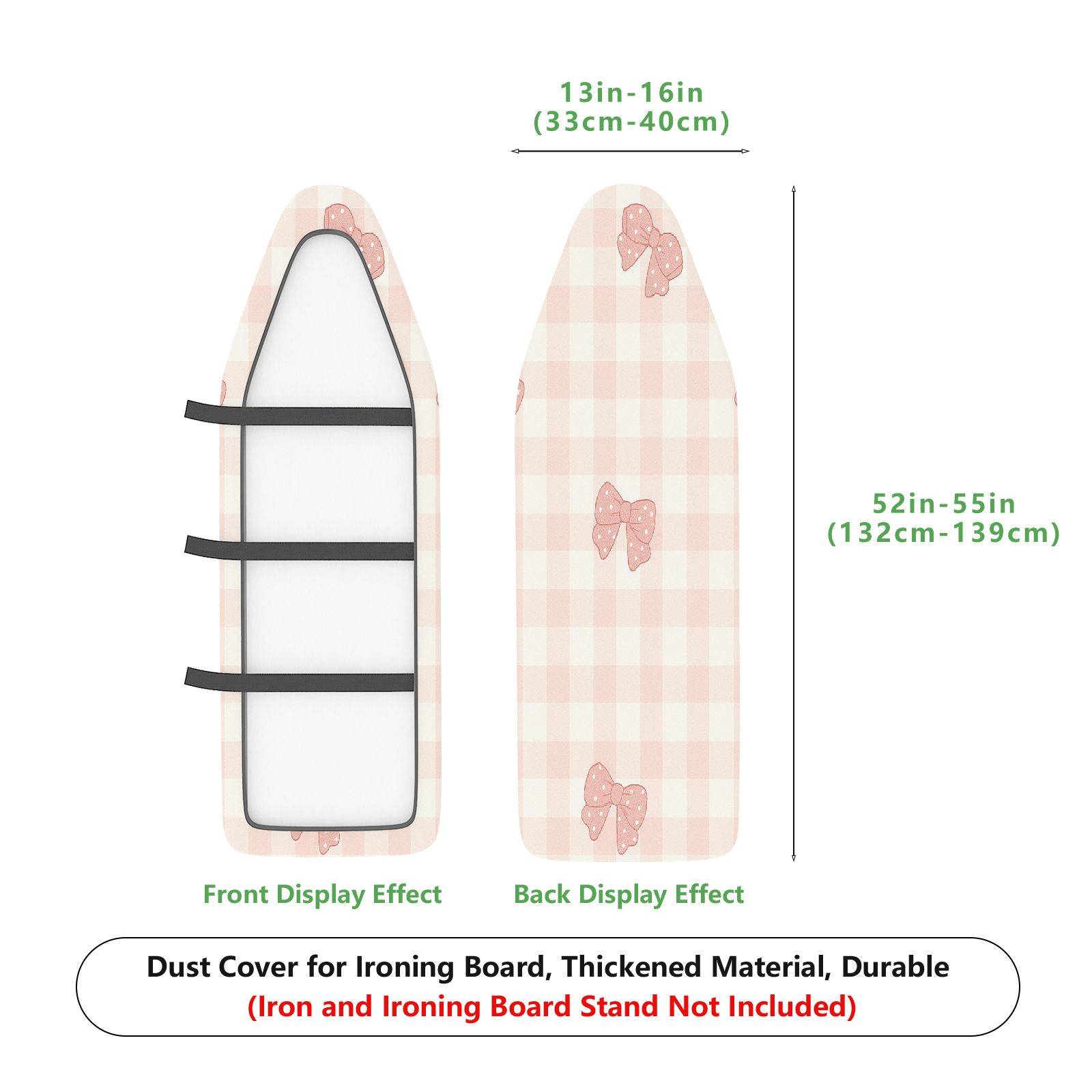 1-Piece Plaid Pink Bow  Ironing Board Cover, Universal Size, Without Board
