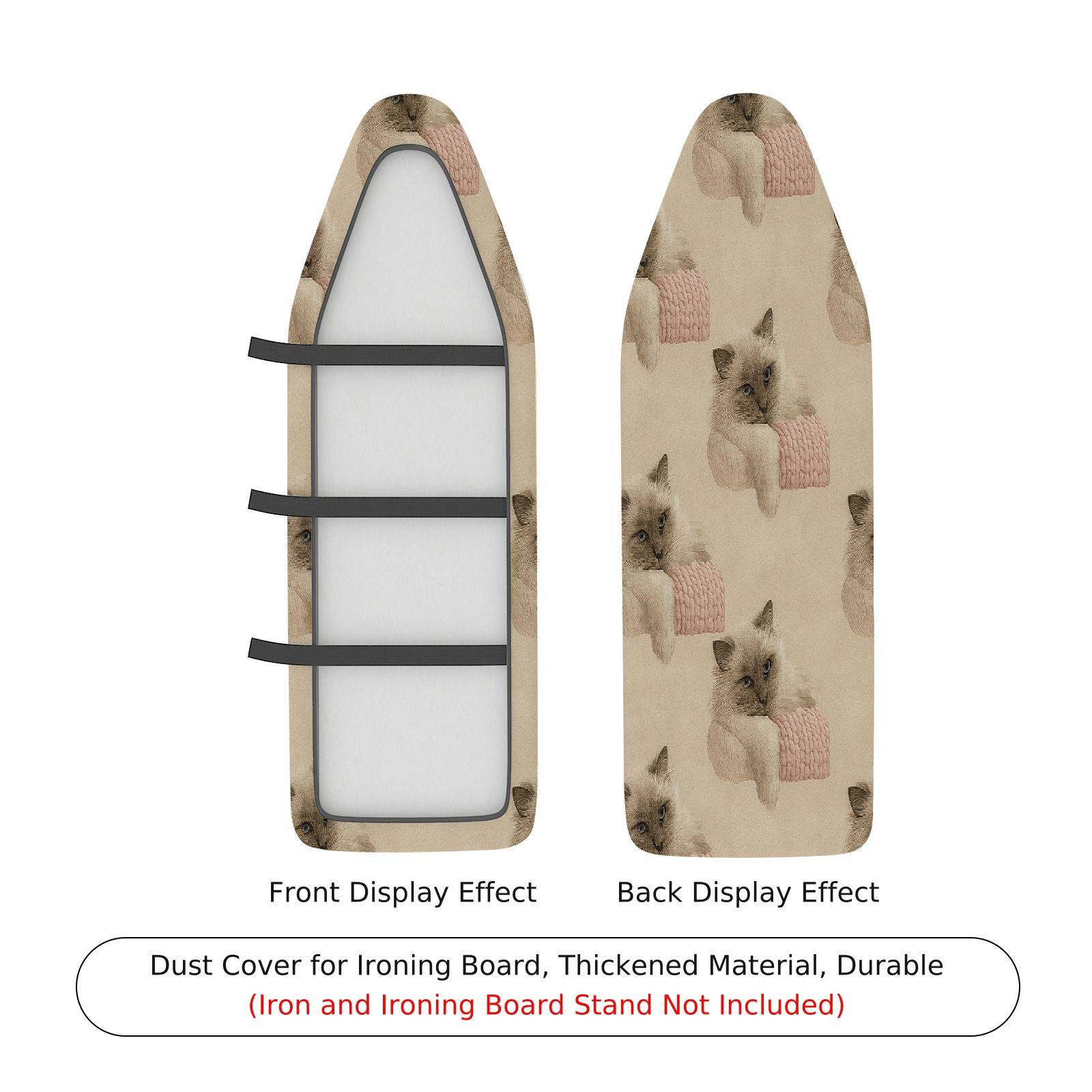 1-Piece Cat Knitting Beige  Ironing Board Cover, Universal Size, Without Board