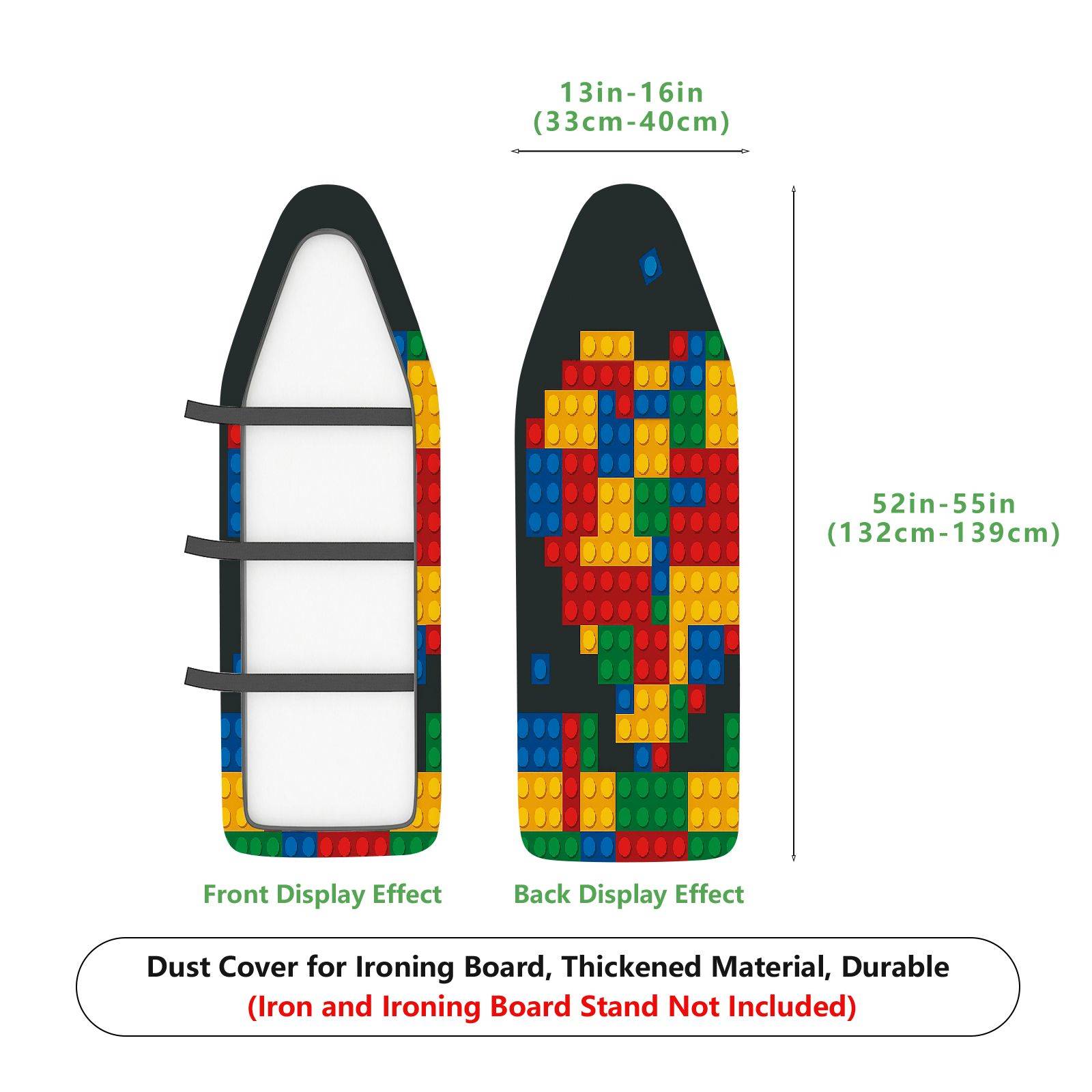 1-Piece Colorful Block Pattern Playful Fun  Ironing Board Cover, Universal Size, Without Board