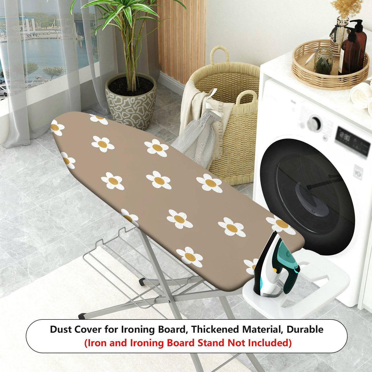 1-Piece Daisy Floral Beige  Ironing Board Cover, Universal Size, Without Board