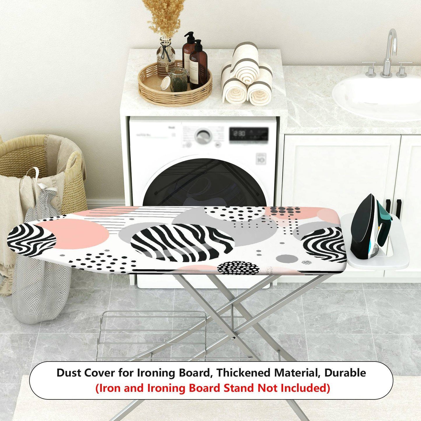 1-Piece Abstract Geometric Dots Striped  Ironing Board Cover, Universal Size, Without Board