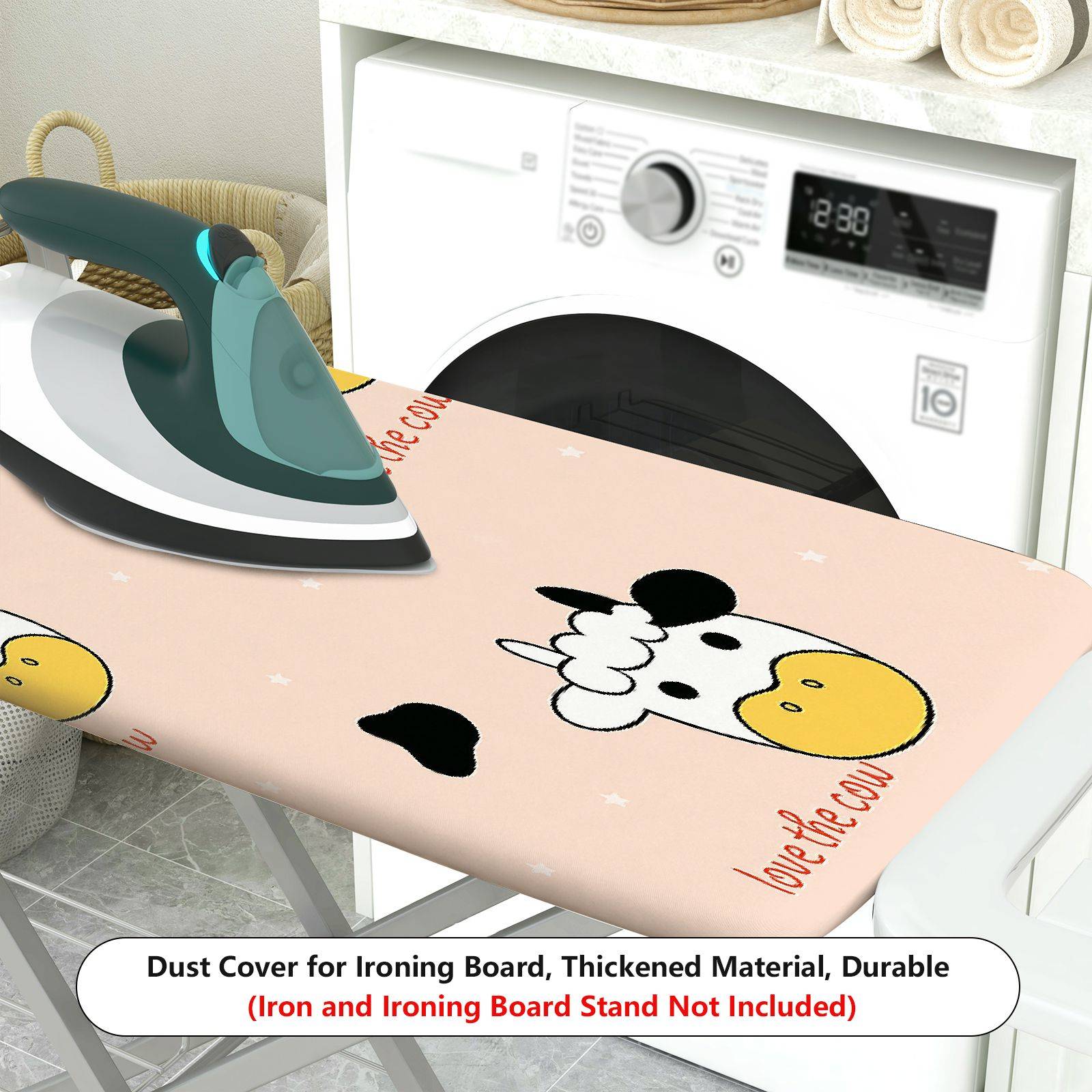 1-Piece Cow Print Cute Pink  Ironing Board Cover, Universal Size, Without Board