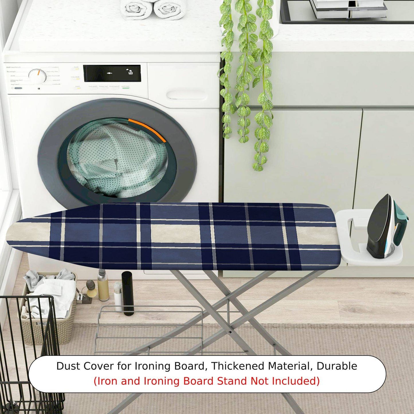 1-Piece Plaid Blue White  Ironing Board Cover, Universal Size, Without Board