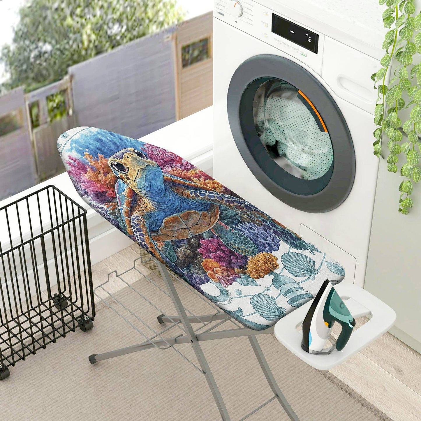 1-Piece Sea Turtle Coral Ocean  Ironing Board Cover, Universal Size, Without Board