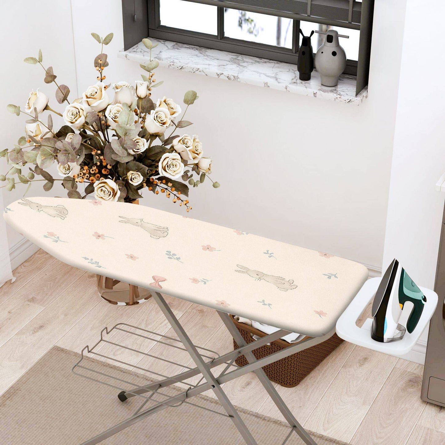 1-Piece Rabbit Floral Cute  Ironing Board Cover, Universal Size, Without Board