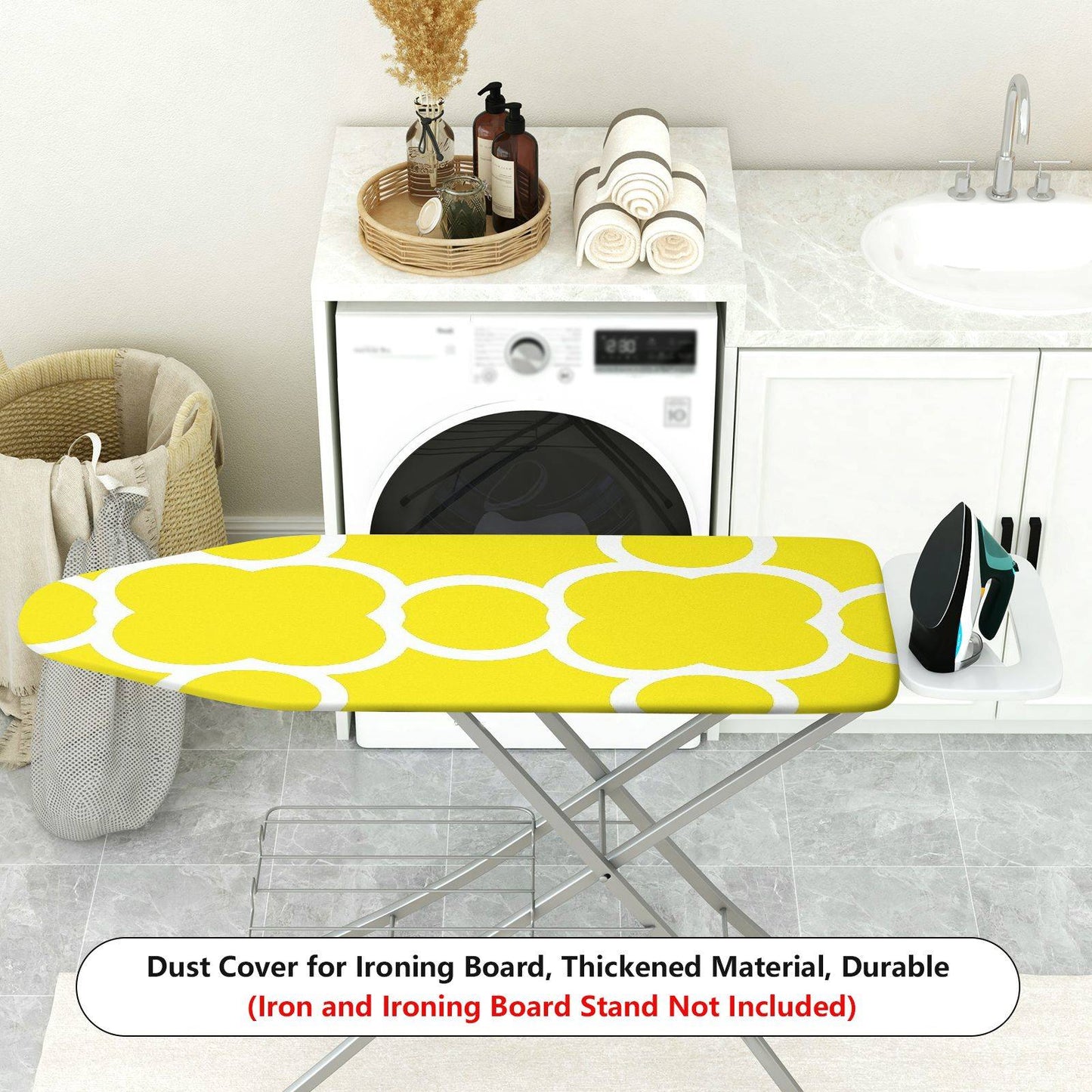1-Piece Yellow Floral Pattern Style Decorative  Ironing Board Cover, Universal Size, Without Board