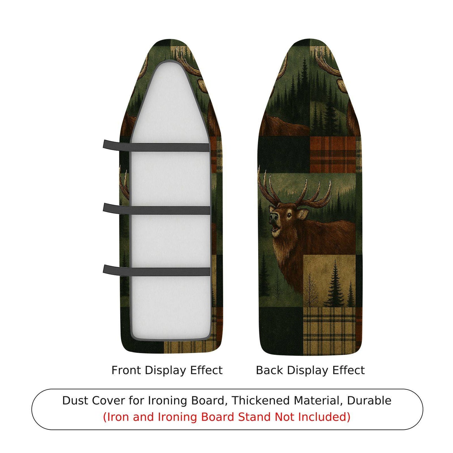 1-Piece Deer Plaid Forest  Ironing Board Cover, Universal Size, Without Board