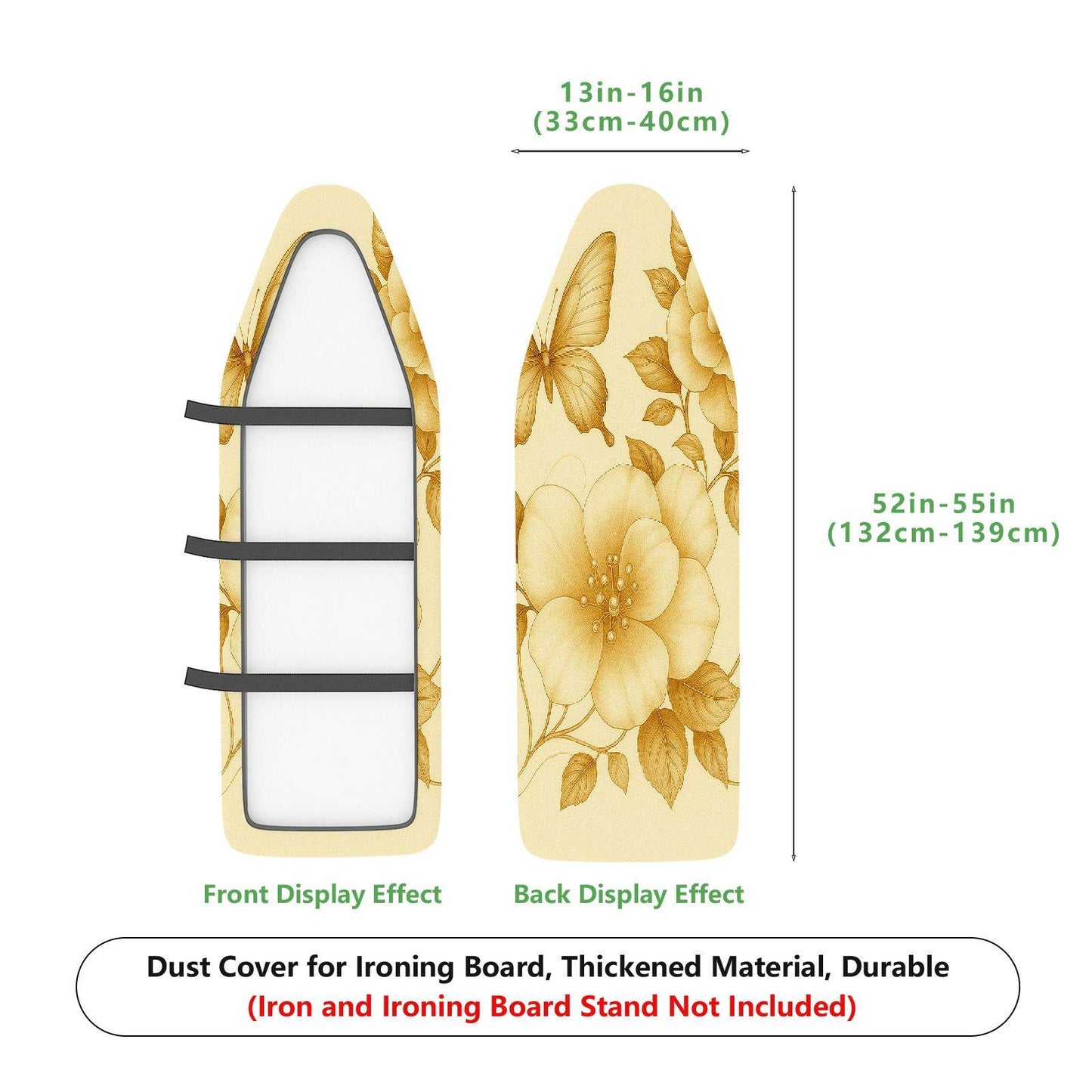 1-Piece Floral Beige Gold  Ironing Board Cover, Universal Size, Without Board