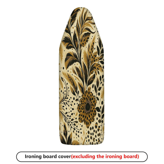 1-Piece Floral Pattern Beige Black Leaves  Ironing Board Cover, Universal Size, Without Board