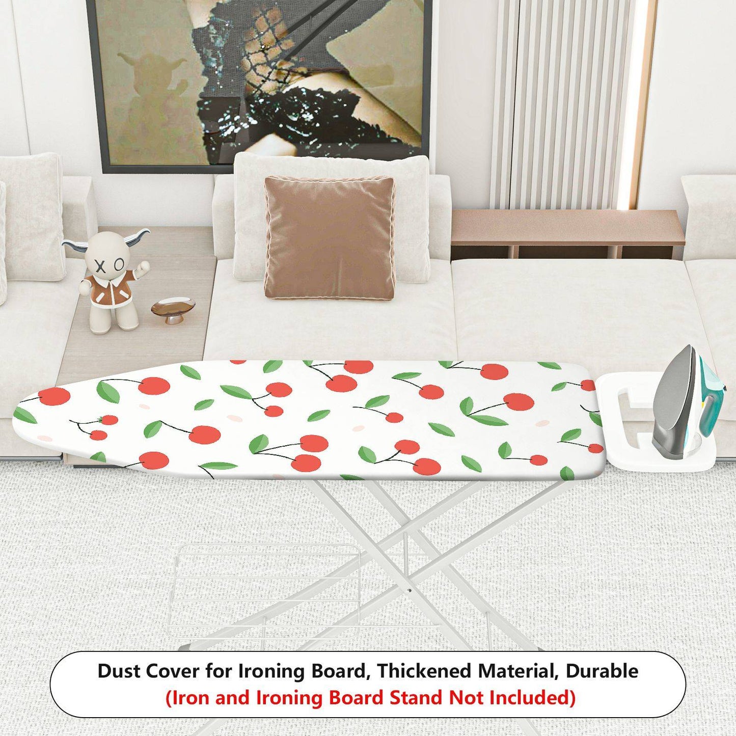 1-Piece Cherry Pattern Fruit Design Green Leaf  Ironing Board Cover, Universal Size, Without Board