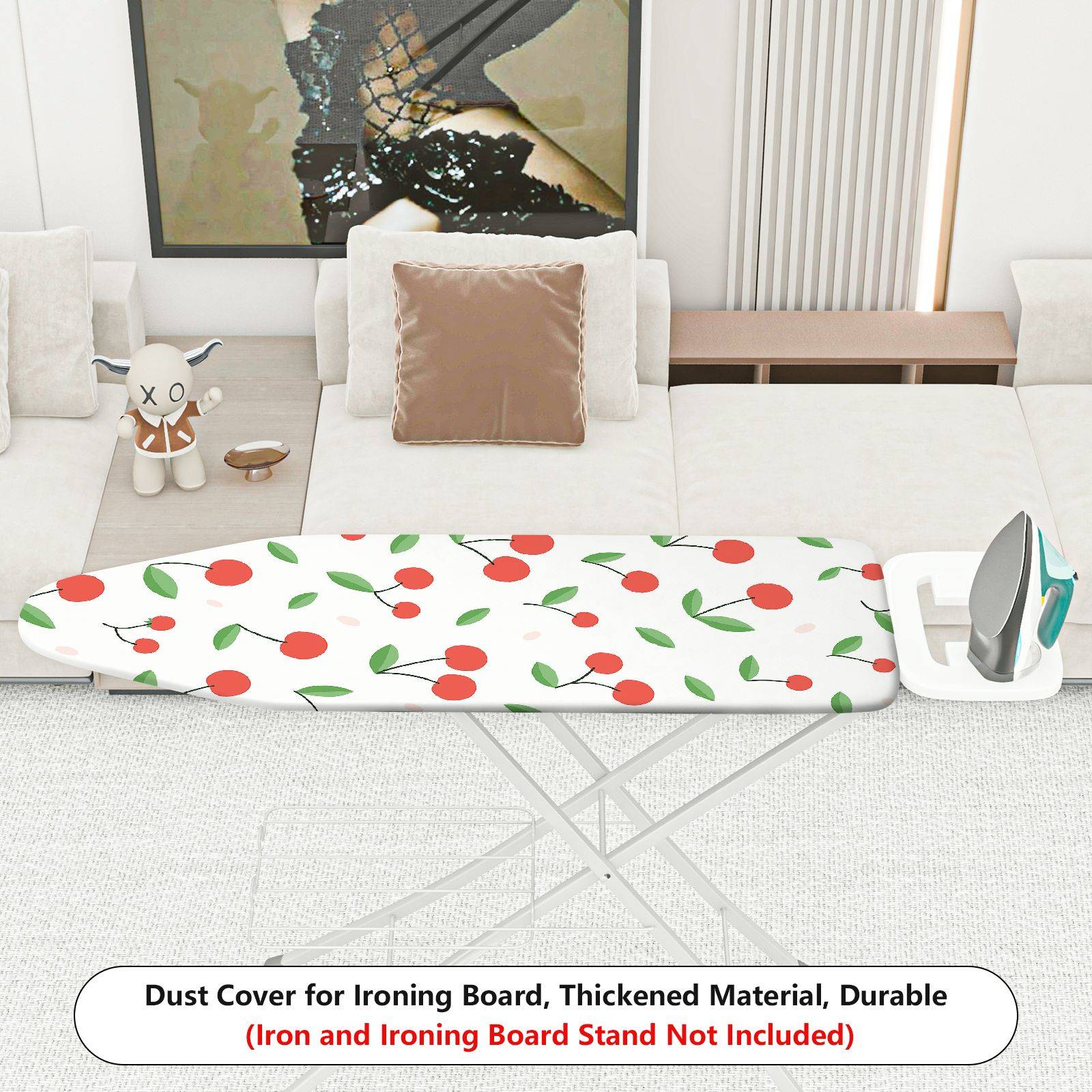 1-Piece Cherry Pattern Fruit Design Green Leaf  Ironing Board Cover, Universal Size, Without Board