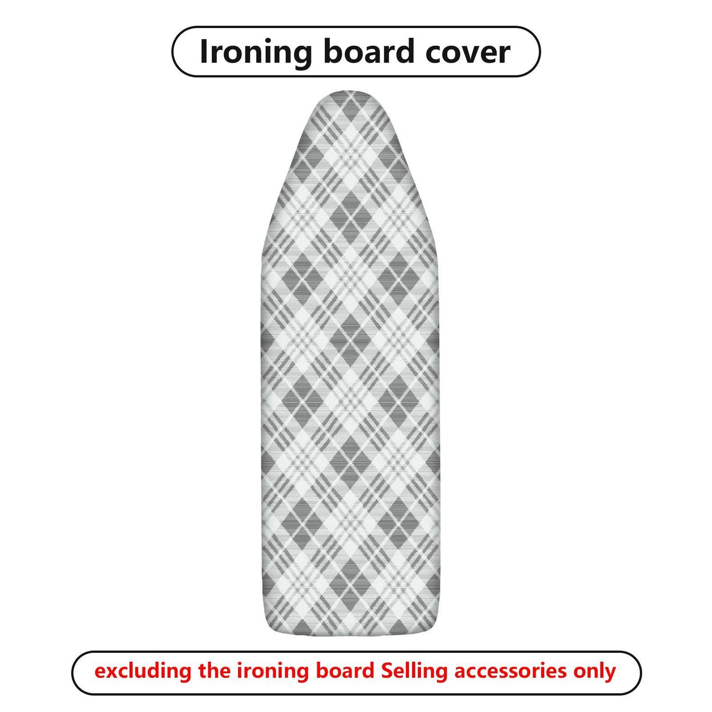 1-Piece Plaid Pattern Gray White Decorative  Ironing Board Cover, Universal Size, Without Board