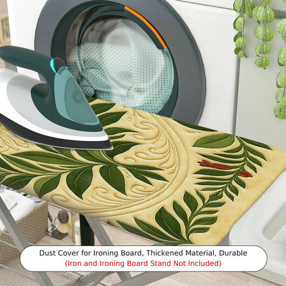 1-Piece Floral Leaf Pattern Beige Green  Ironing Board Cover, Universal Size, Without Board