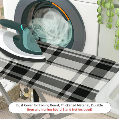 1-Piece Plaid Checked Pattern Black White  Ironing Board Cover, Universal Size, Without Board
