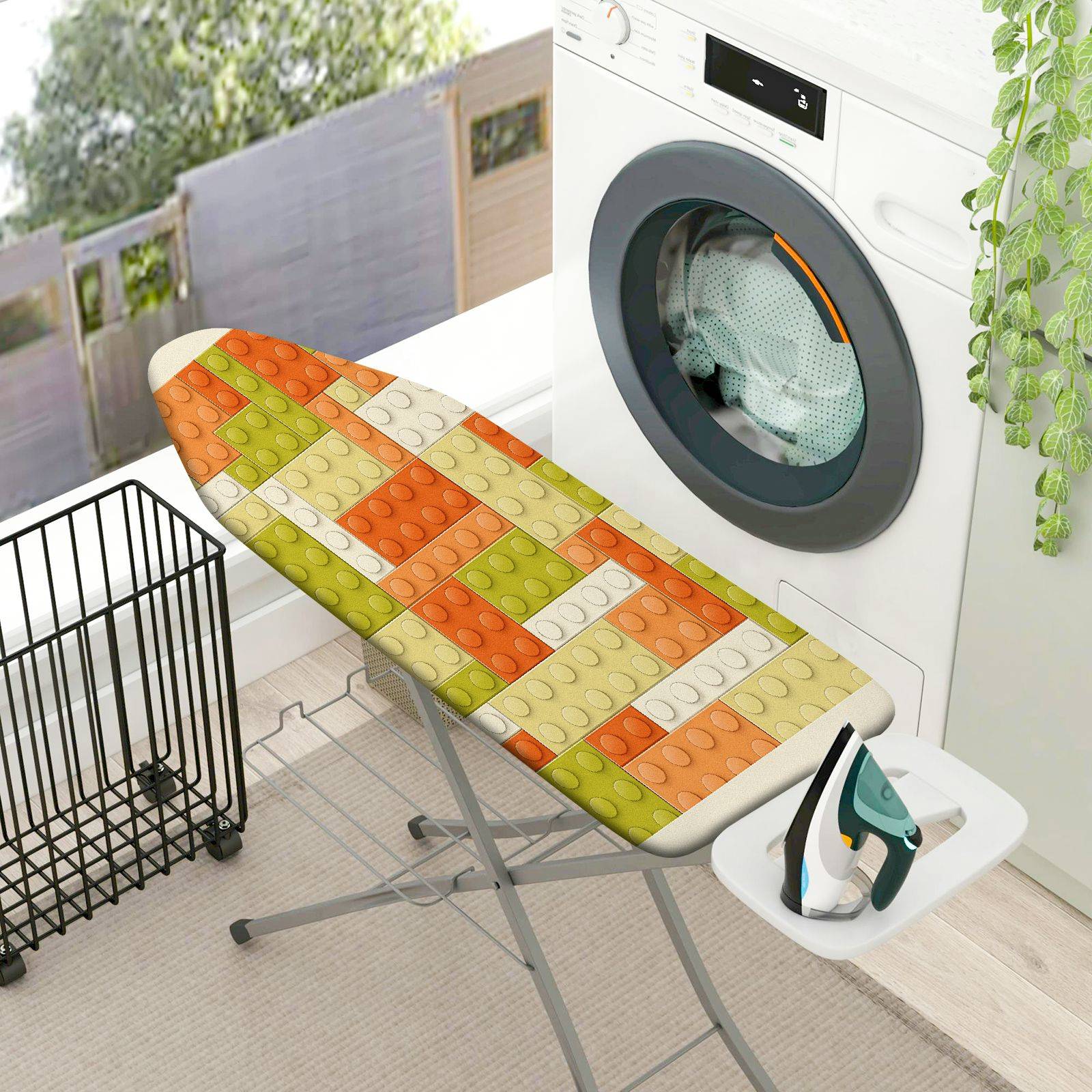 1-Piece Colorful Blocks Playful Fun  Ironing Board Cover, Universal Size, Without Board