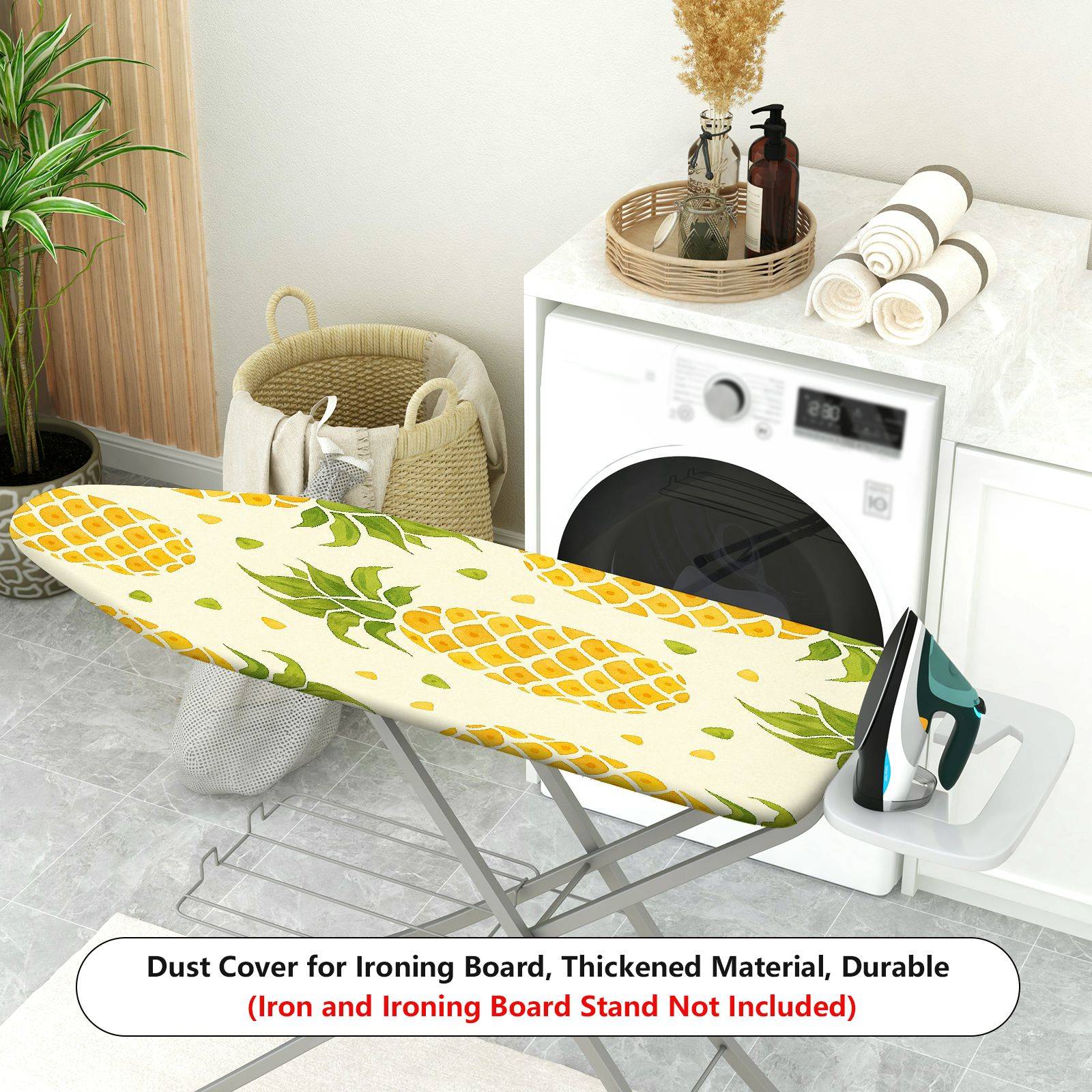 1-Piece Pineapple Pattern Yellow Green Fruit Theme  Ironing Board Cover, Universal Size, Without Board