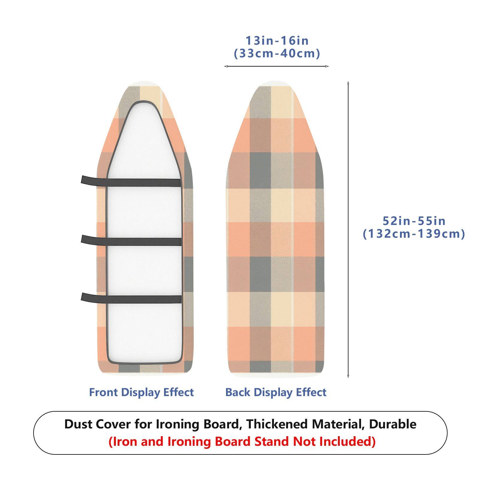 1-Piece Plaid Checkered Beige  Ironing Board Cover, Universal Size, Without Board