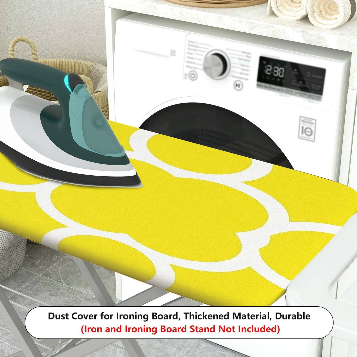1-Piece Yellow Floral Pattern Style Decorative  Ironing Board Cover, Universal Size, Without Board