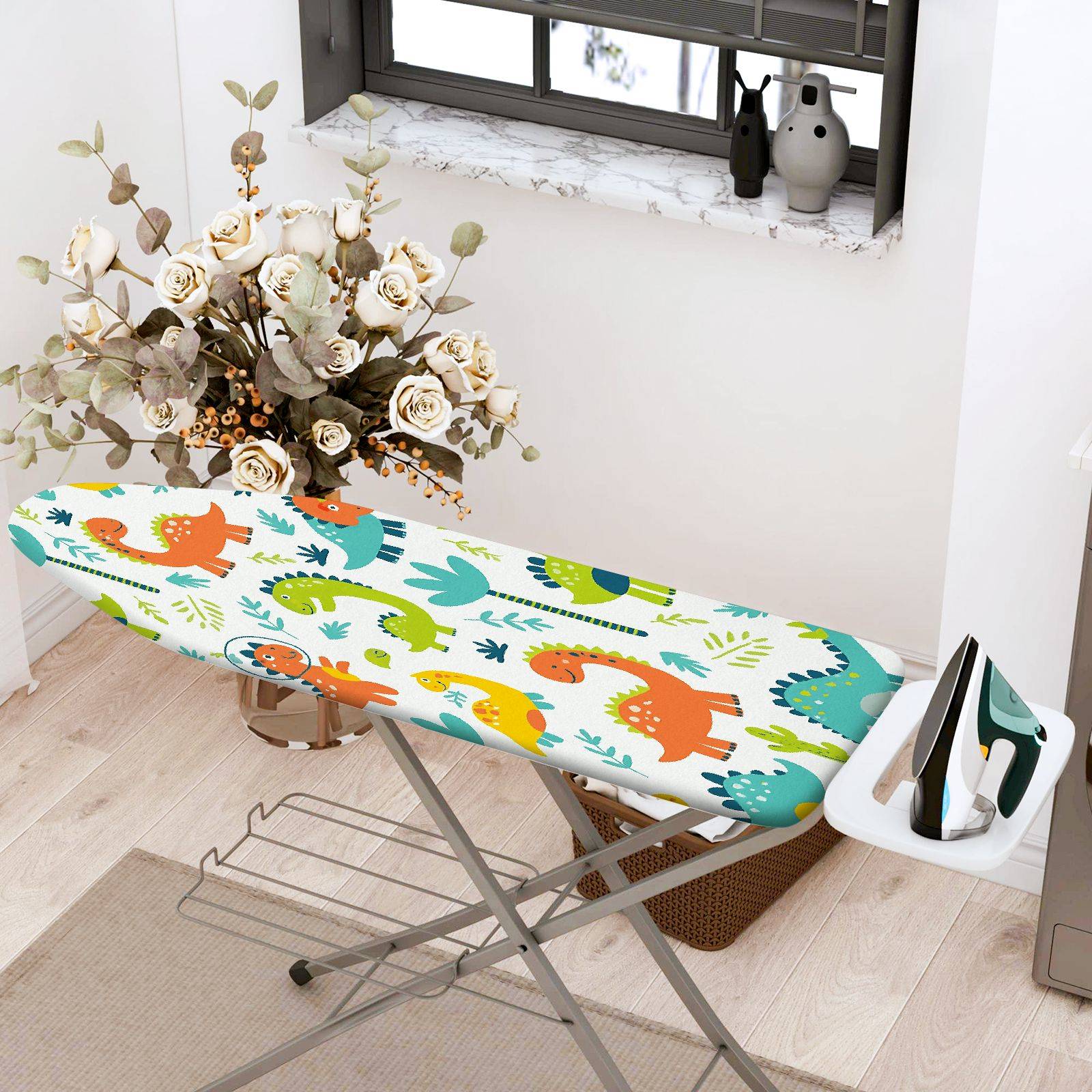 1-Piece Dinosaur Colorful Fun  Ironing Board Cover, Universal Size, Without Board