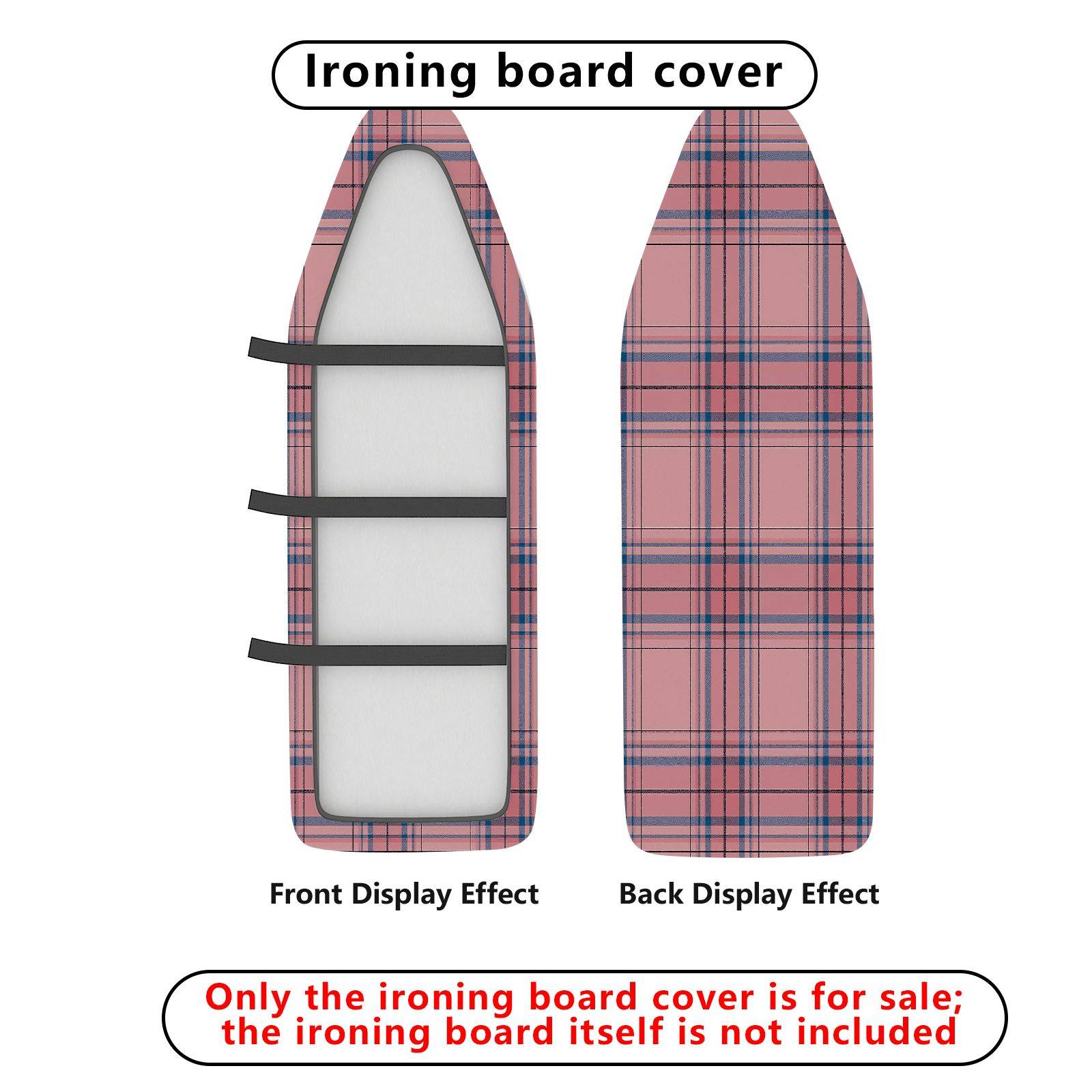 1-Piece Pink Plaid Checkered  Ironing Board Cover, Universal Size, Without Board